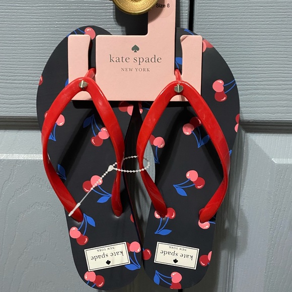 ‼️SOLD‼️ ♠️🍒Kate Spade Cherry Flip Flops🍒♠️ - Picture 1 of 1